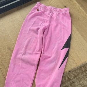 Aviator Nation Pink Joggers with Black Bolt SZ 10